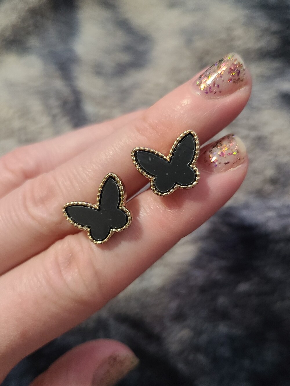 Black and Gold Butterfly Earrings